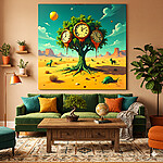 Canvas Painting #0016 - WATCHES ON THE PLANET EMENTI 8 ( Suprarealism ) ) - Image 2